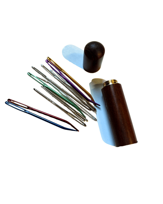 Wooden Needle Holder with Darning Needle Set – Perfect for Knitters & Crocheters