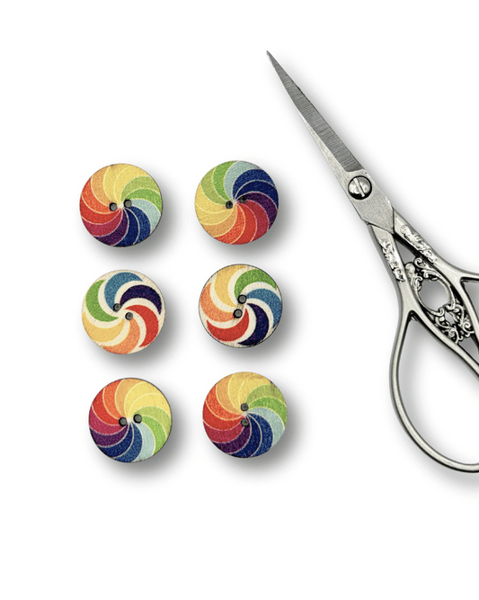 6x Wooden Painted Buttons